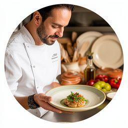 Chef principal de Barro & Sabor preparando una tapa española con precisión
